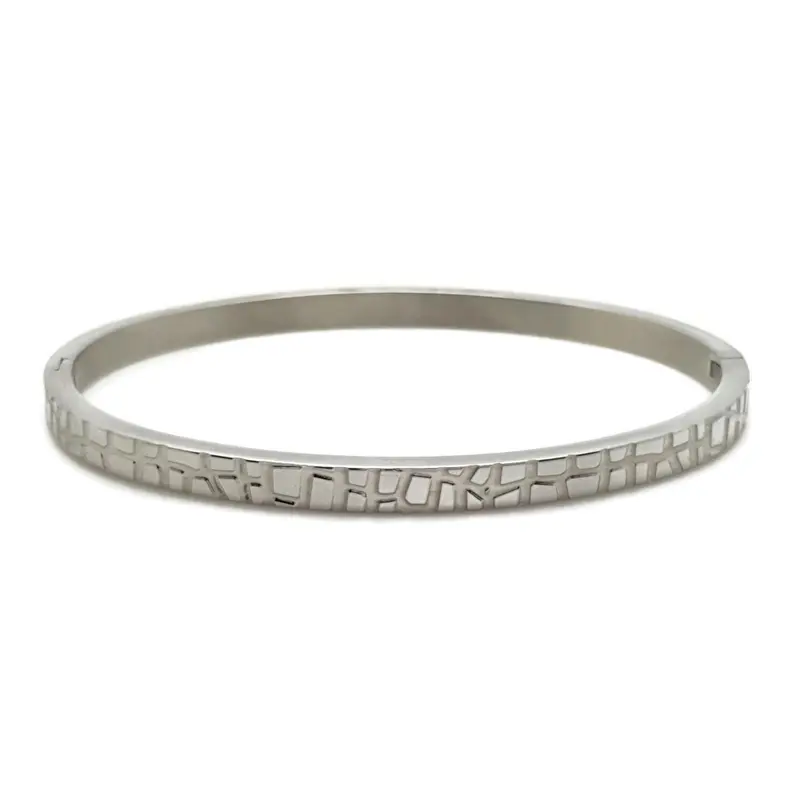 RVS armband - Bangle krokodil zilver
