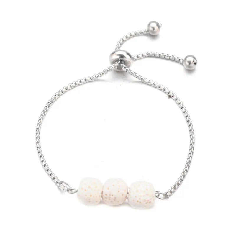 RVS armband - Lavasteen creme