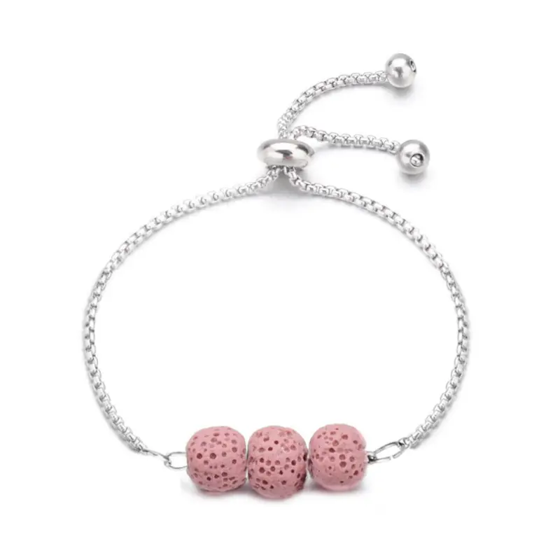 RVS armband - Lavasteen roze