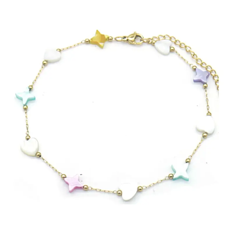 RVS enkelbandje - Gouden sterretje multicolor