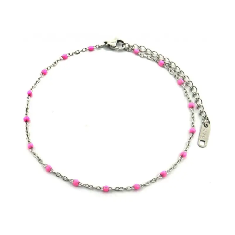 RVS enkelbandje - Zilver roze