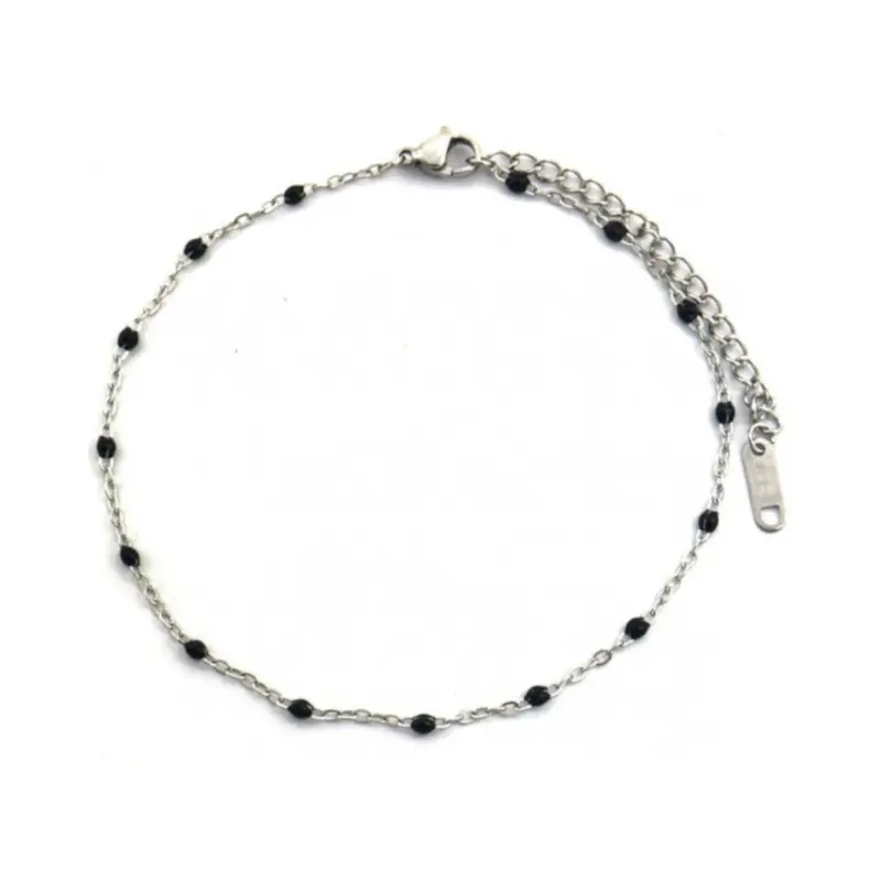 RVS enkelbandje - Zilver zwart