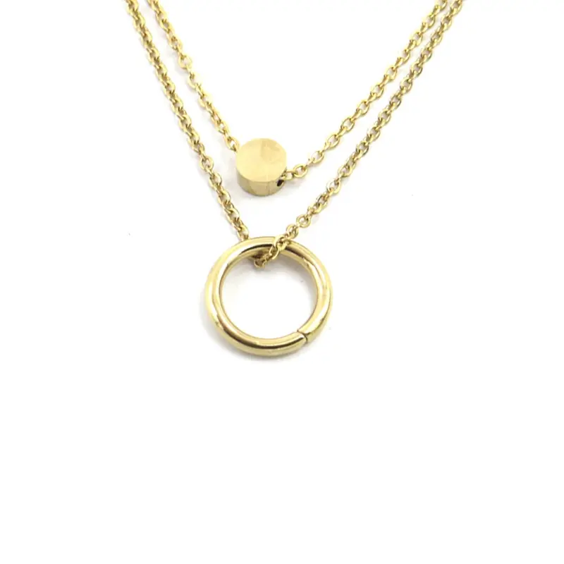 RVS Ketting - Cirkels goud