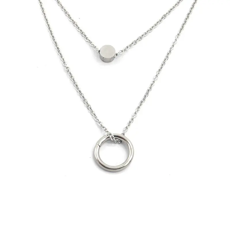 RVS Ketting - Cirkels zilver