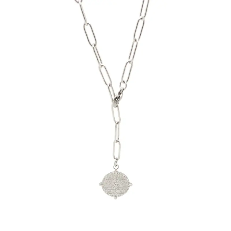 RVS Ketting - Coin zilver