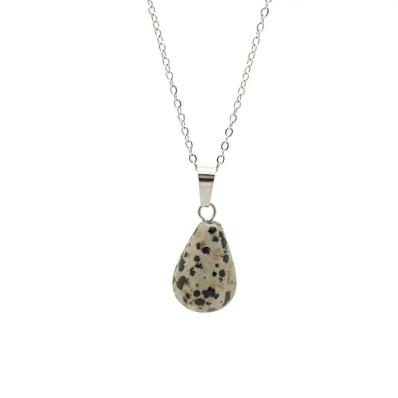 RVS Ketting - Natuursteen Dalmatian zilver