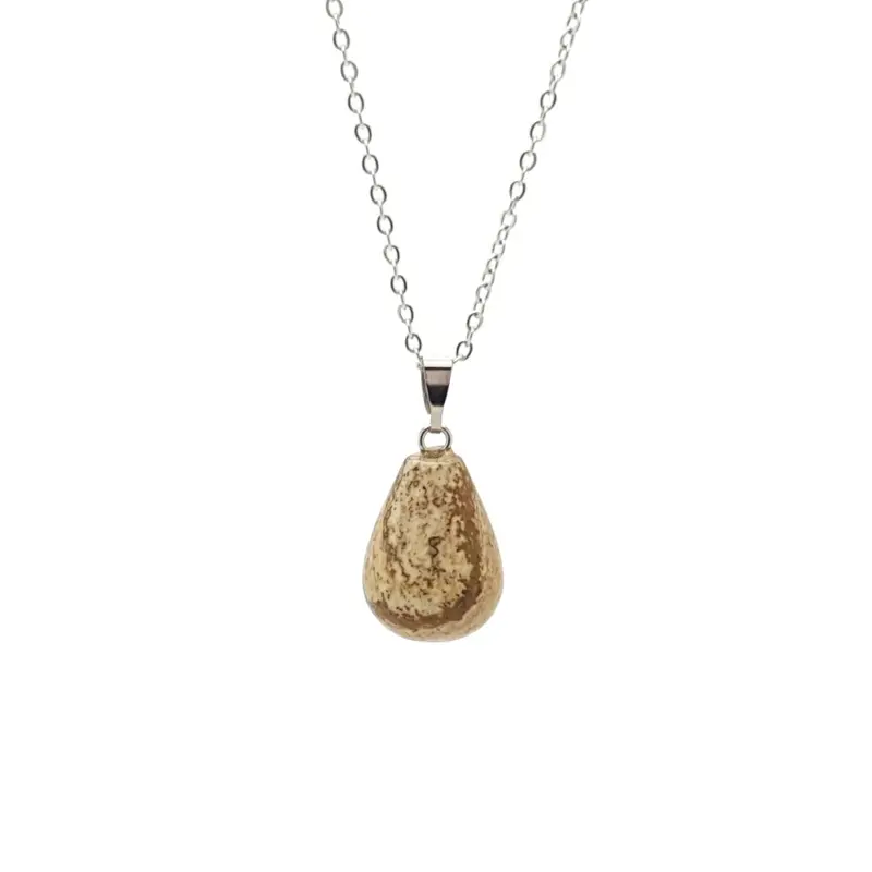 RVS Ketting - Natuursteen Picture zilver