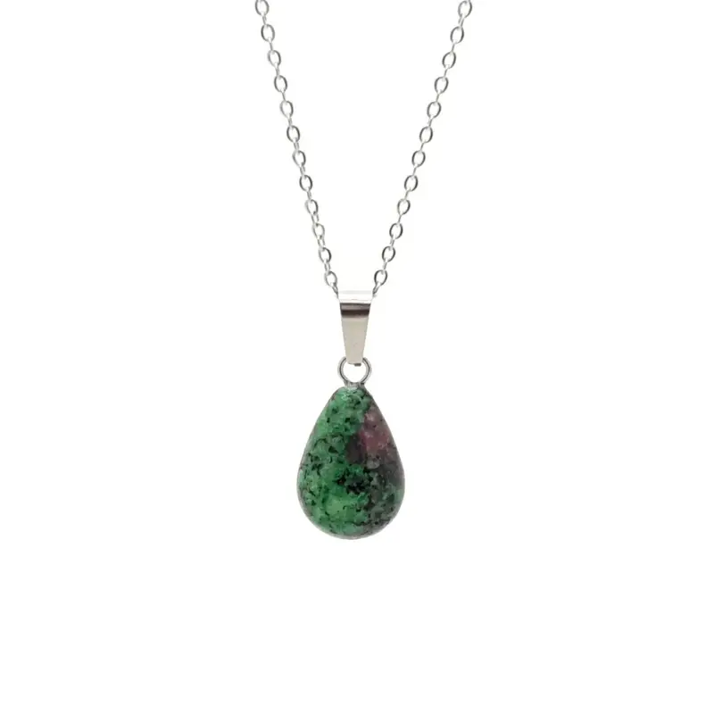 RVS Ketting - Natuursteen Ruby Zoiste zilver