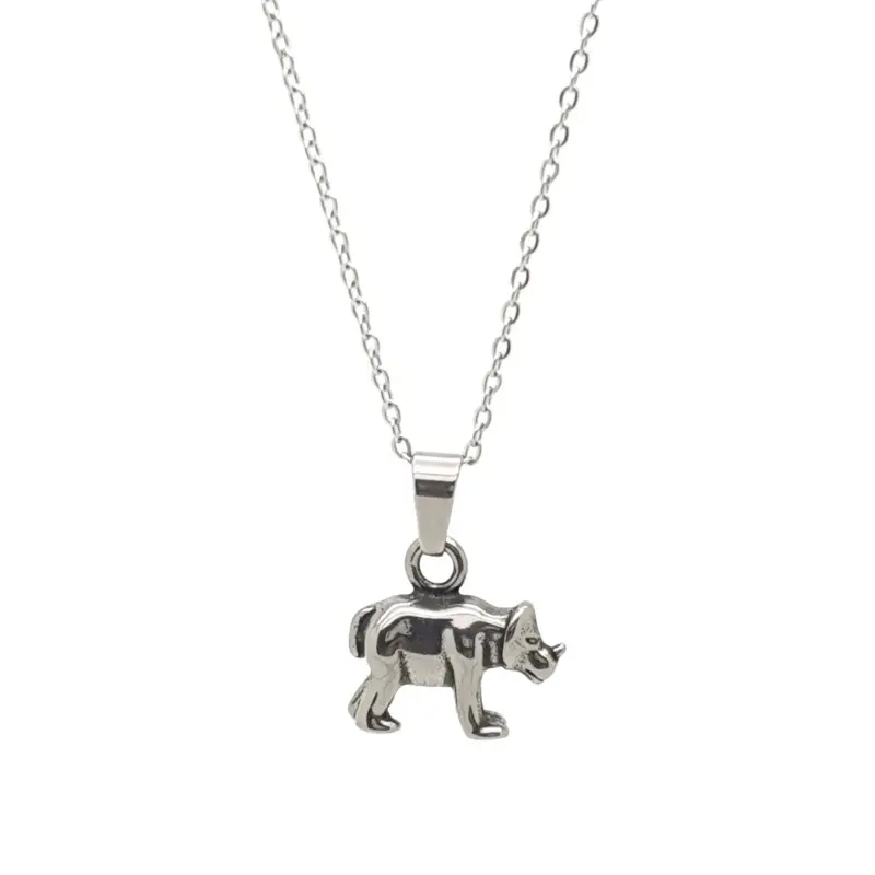 RVS Ketting - Neushoorn zilver