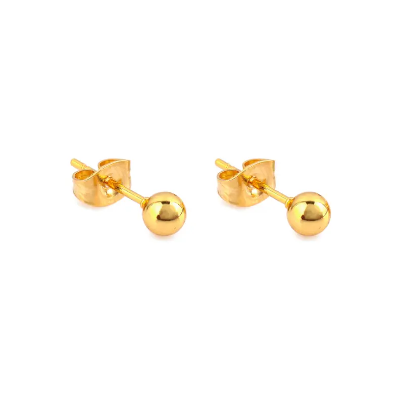 RVS oorbellen - Bolletje goud 2 mm