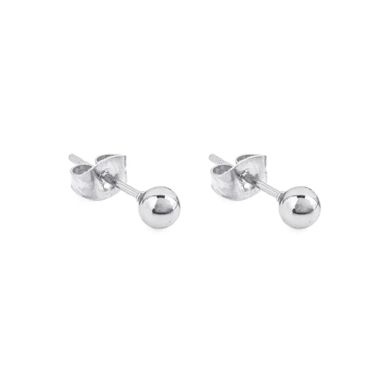 RVS oorbellen - Bolletje zilver 3 mm