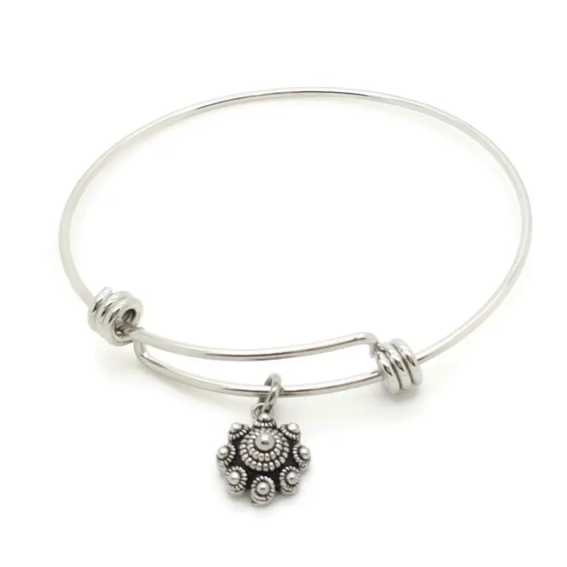 RVS Zeeuwse knop armband - Knijparmband met bedel