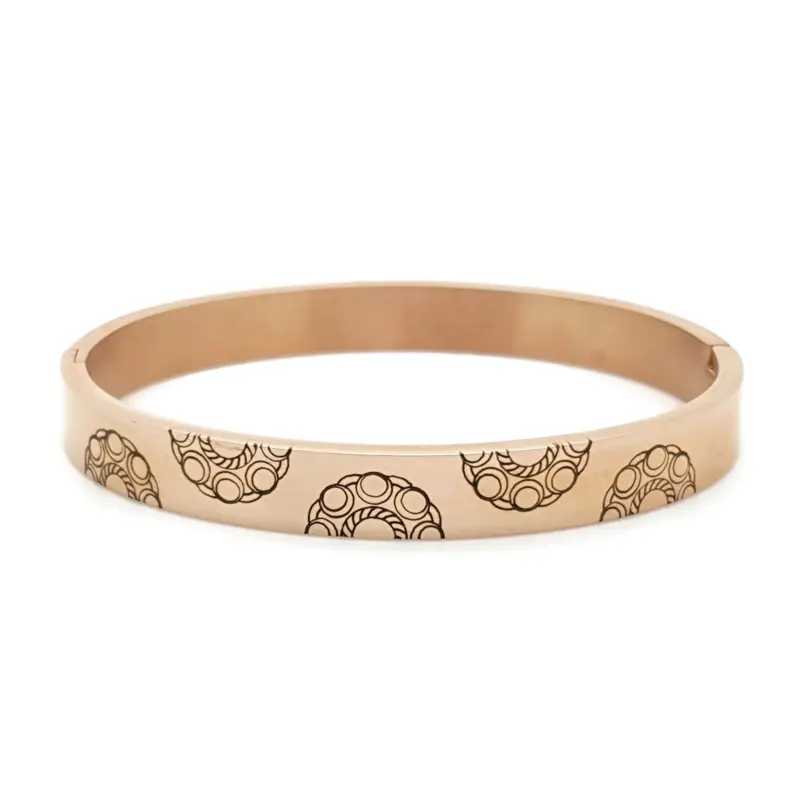 RVS Zeeuwse knop armband - RVS bangle rose goud large