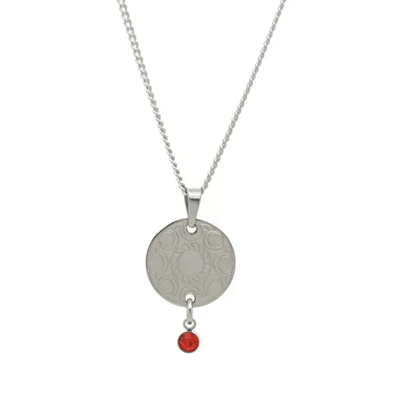 RVS Zeeuwse knop ketting - Gegraveerde hanger rood