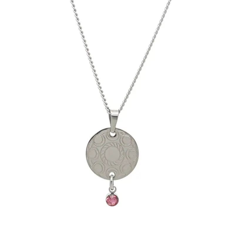 RVS Zeeuwse knop ketting - Gegraveerde hanger roze