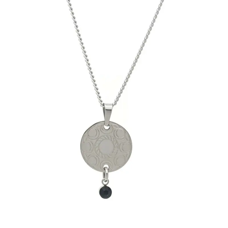RVS Zeeuwse knop ketting - Gegraveerde hanger zwart