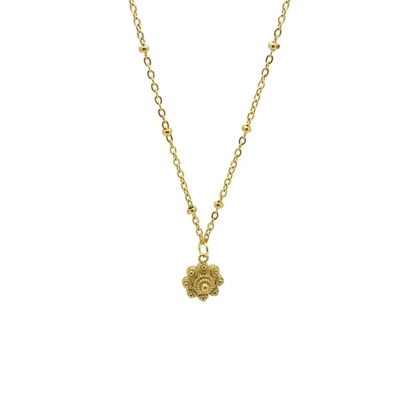 RVS Zeeuwse knop ketting goud - Bolletje met bedel