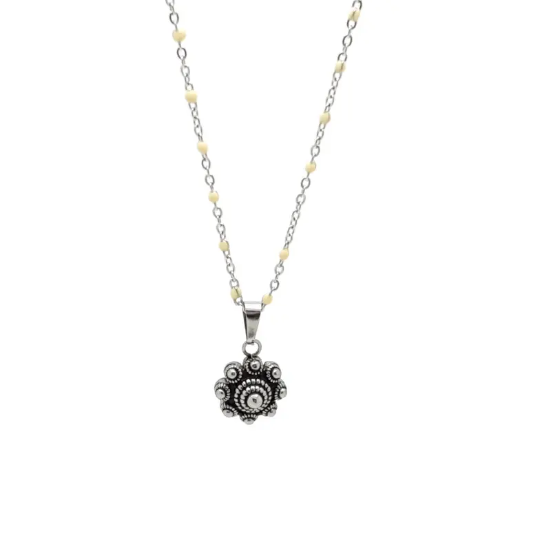 RVS Zeeuwse knop ketting - Lichtgele accenten