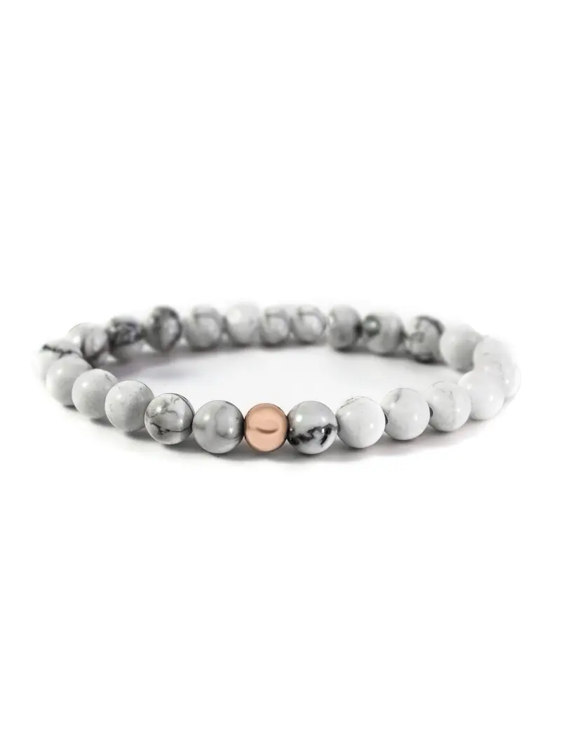 Saturn Armband Large Howlite Rose Gold