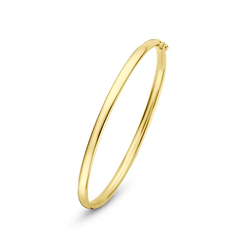 Scharnier bangle ovale buis massief 4 x 9K geelgoud 60 mm