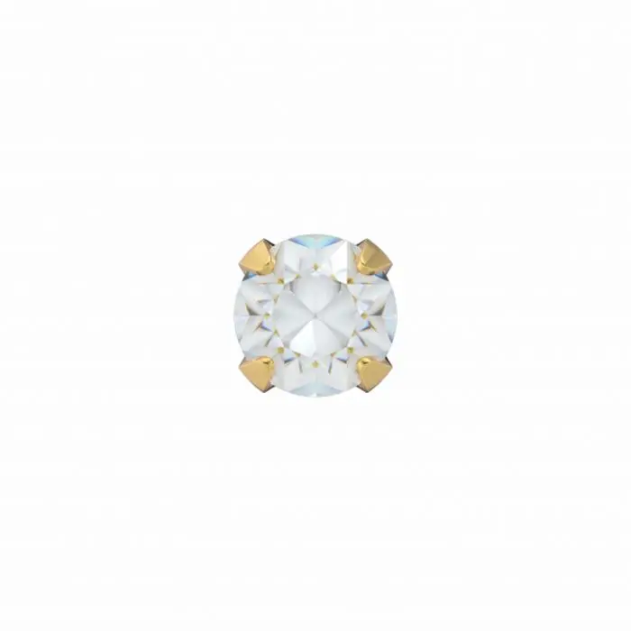 Schietoorbellen chaton witte steen 3.0mm verguld staal