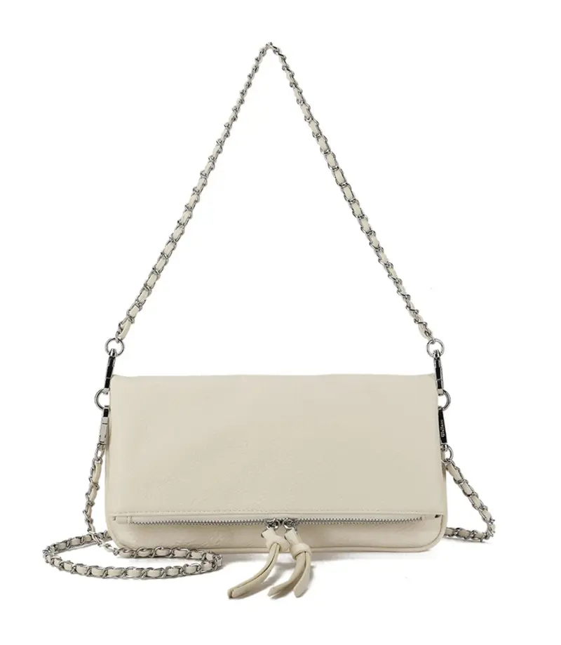 Schouder tas met klep beige