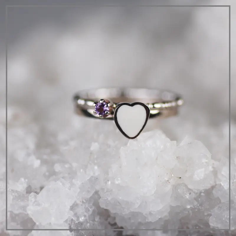 Set moedermelk Pure Love Witgoud met vintage geboortesteenring