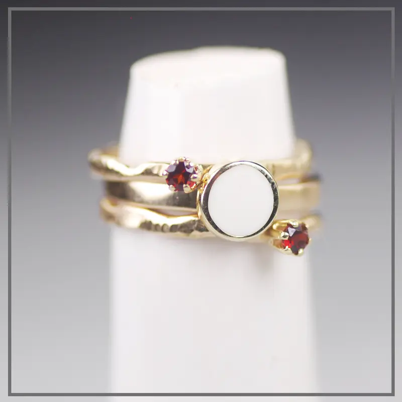 Set Moedermelkring Dreaming in Gold met geboortestenen