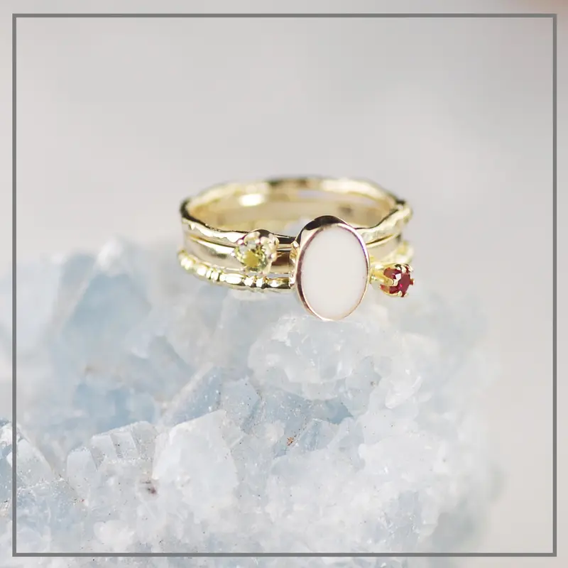 Set Moedermelkring Dreaming in Gold Ovaal met geboortestenen