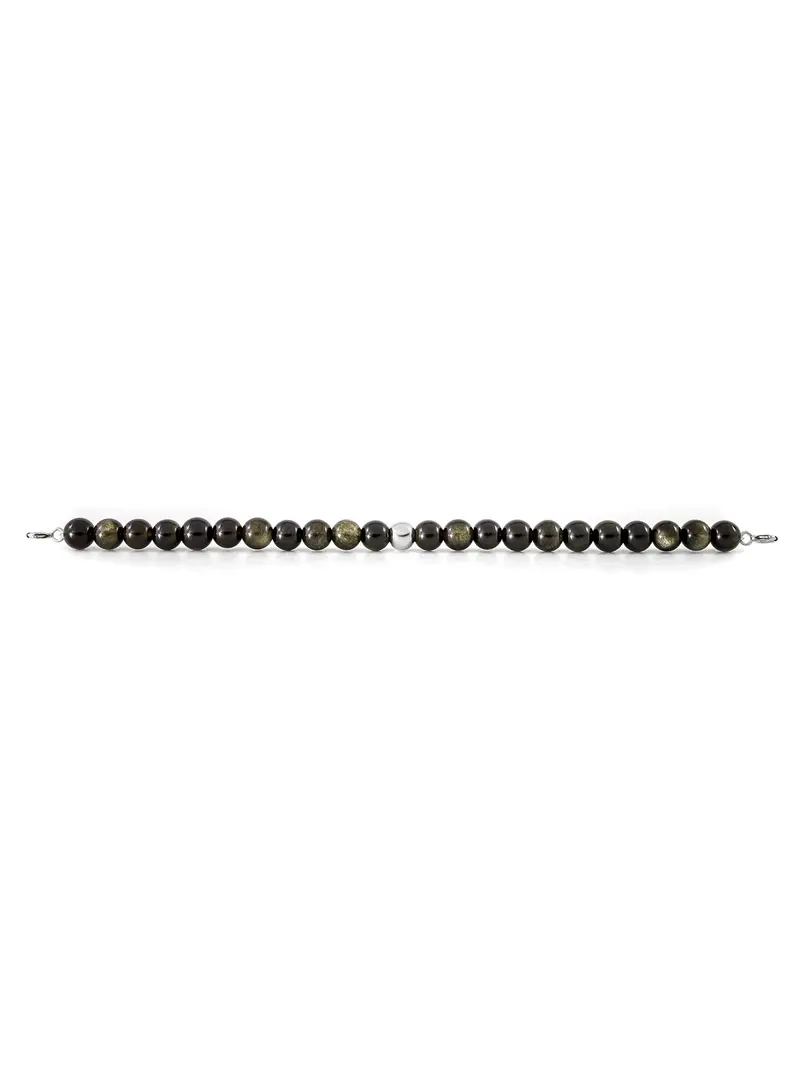 Silver Clasp - Bracelet 6mm Gold Obsidian