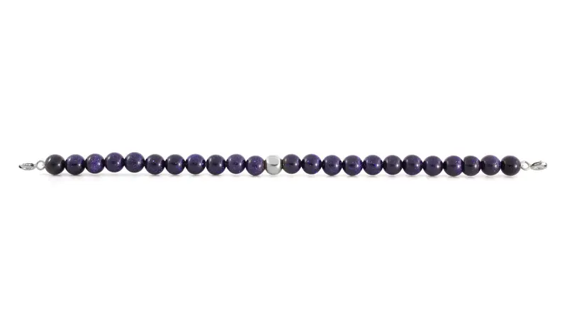 Silver Clasp - Bracelet 6mm Goldstone Blue