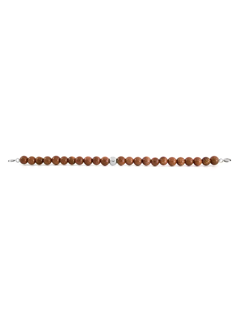 Silver Clasp - Bracelet 6mm Goldstone Brown