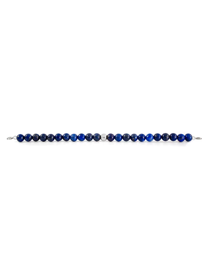 Silver Clasp - Bracelet 6mm Lapis Lazuli