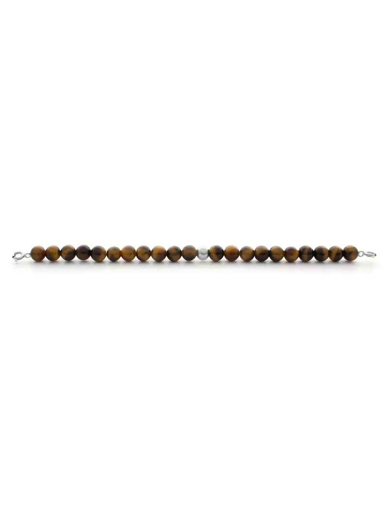 Silver Clasp - Bracelet 6mm Tiger Eye