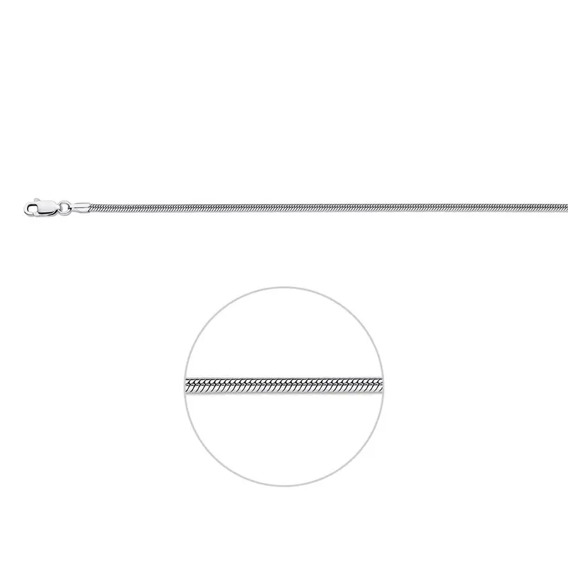Slang rond 2,0 mm zilver gerhodineerd