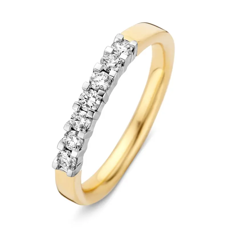 Sleek Bicolor Gold Ring with Brilliant Diamond 0.35 crt.