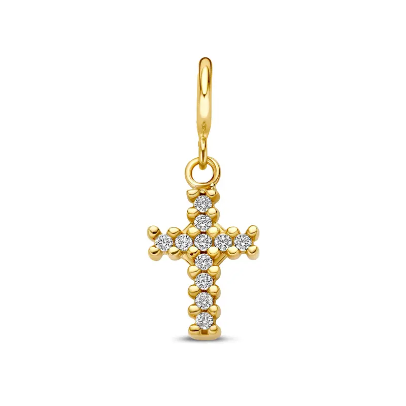 Slotbedel kruis zirkonia 9K geelgoud 10 mm – 8000673