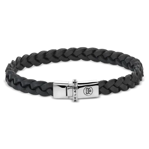 Small Braided Raw Black - Leren Heren Armband