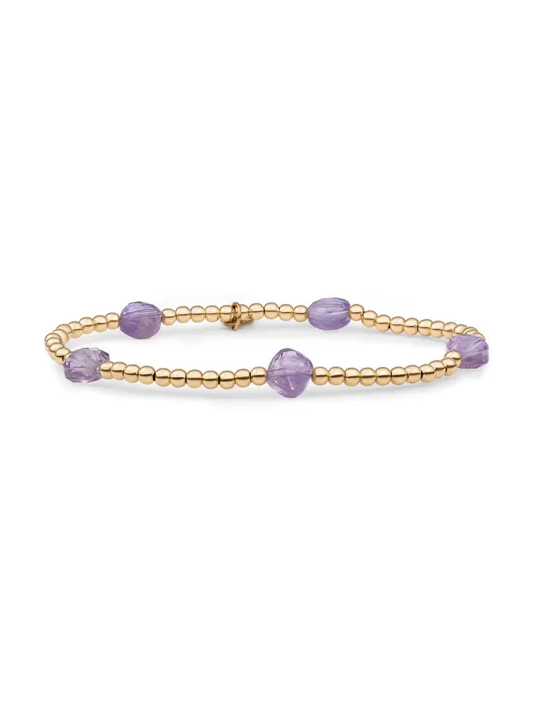 Sparkling Jewels Armband Amethist SB-G-3MM-CC-G05 Zilverkleurig