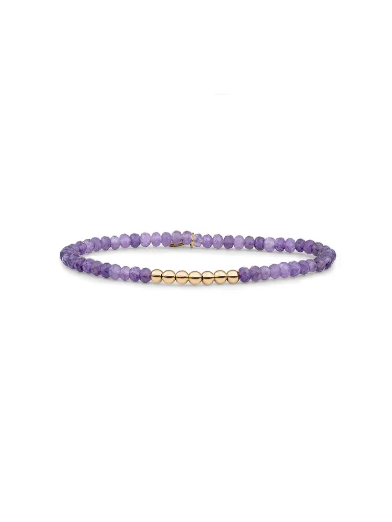 Sparkling Jewels Armband Amethist SB-G-4MM-RLI-G05 Goudkleurig