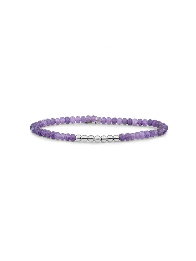 Sparkling Jewels Armband Amethist SB-S-4MM-RLI-G05 Zilverkleurig