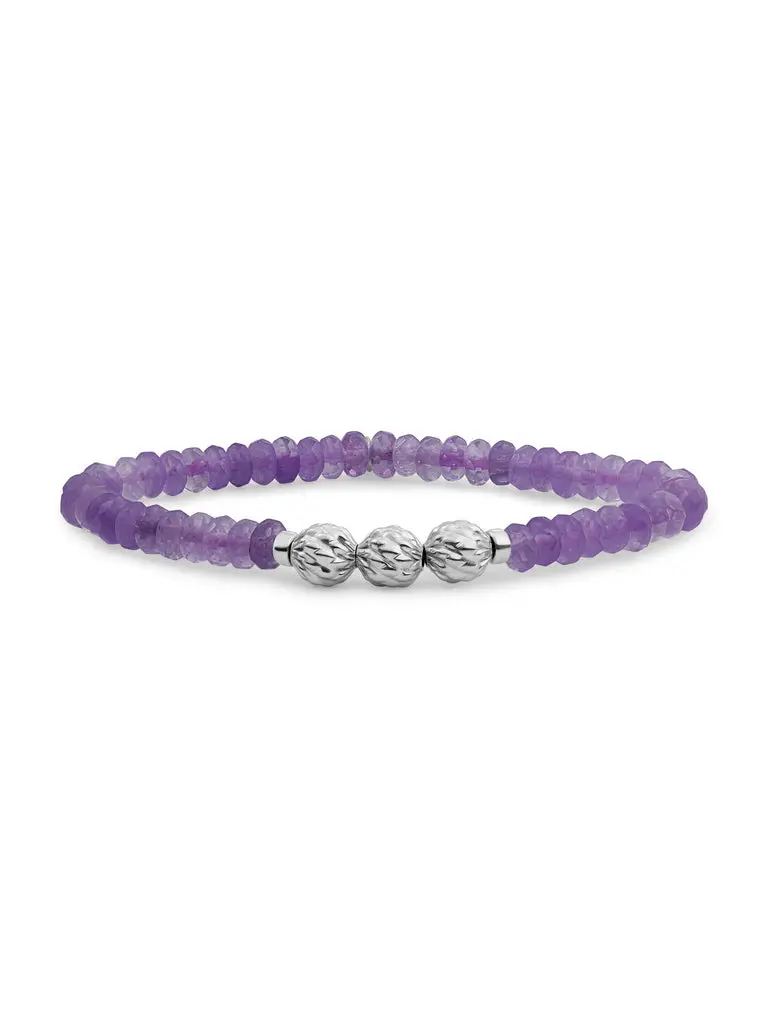 Sparkling Jewels Armband Amethist SB-S-6MM-FUSE-G05 Zilverkleurig