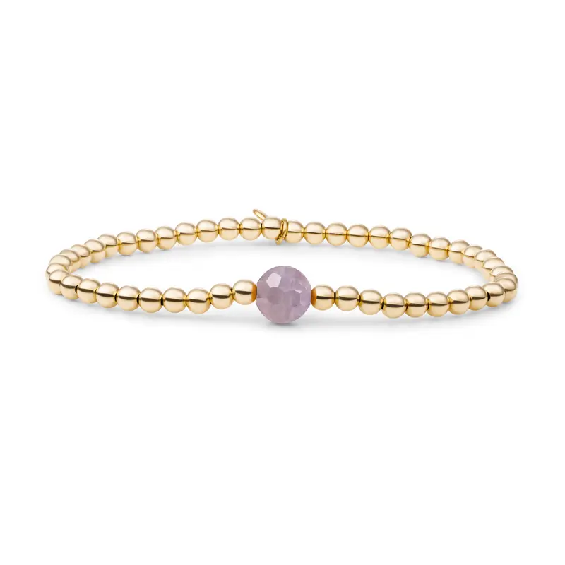 Sparkling Jewels Armband Core 8mm Aubergine Kwarts SBG-GEM59-8MM Goudkleurig