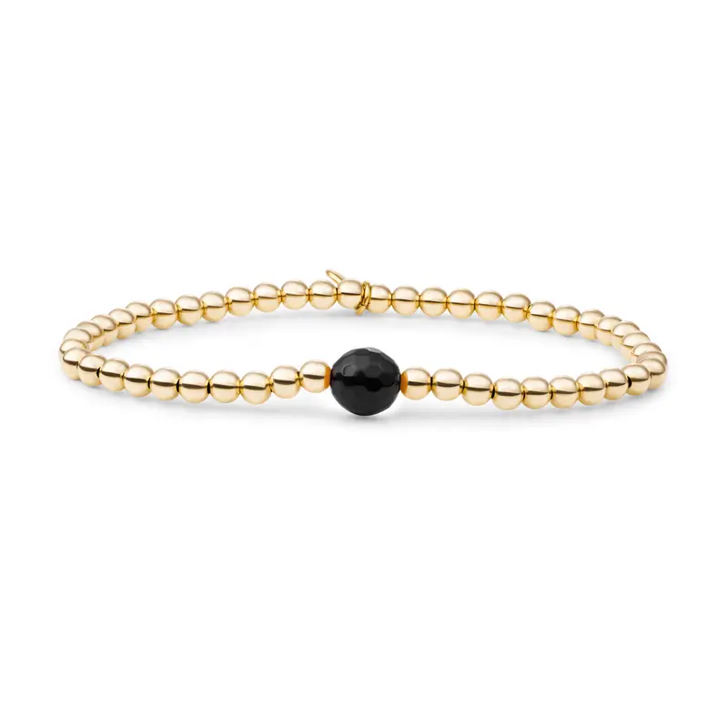 Sparkling Jewels Armband Core 8mm Onyx SBG-GEM07-8MM Goudkleurig