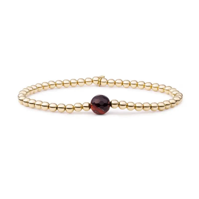 Sparkling Jewels Armband Core 8mm Rode Tijgeroog SBG-GEM15-8MM Goudkleurig