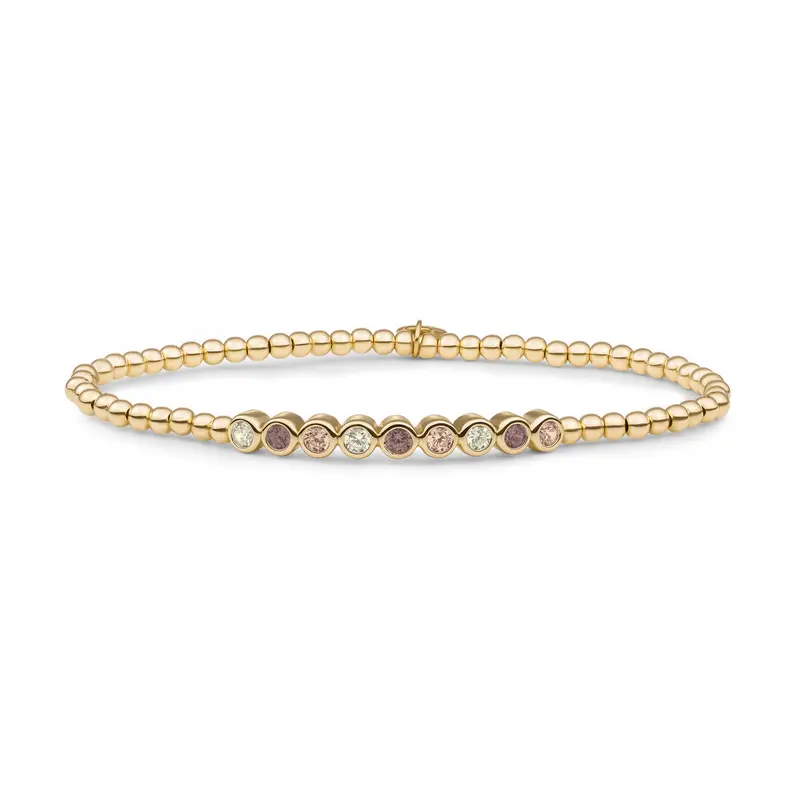 Sparkling Jewels Armband Crystal Tube Multi Zirkonia SB-G-3MM-TB07 Goudkleurig
