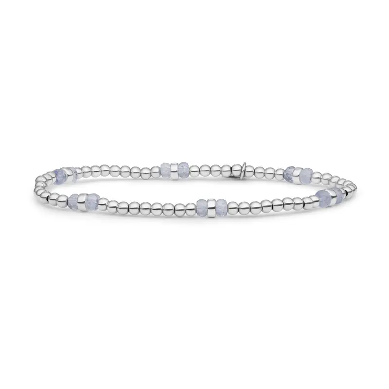 Sparkling Jewels Armband Double Reverse Roundel Ice Blue Kwarts SB-GEM72-MIX-DBFCTRDL Zilverkleurig