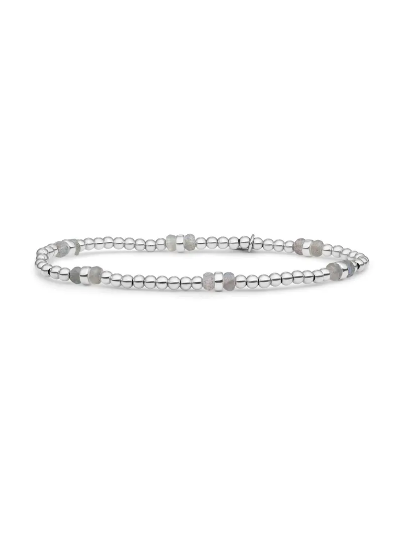 Sparkling Jewels Armband Double Reverse Roundel Labradoriet SB-GEM18-MIX-DBFCTRDL Zilverkleurig