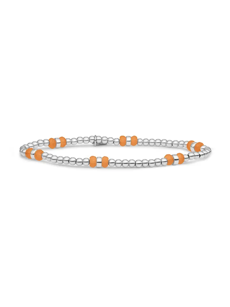 Sparkling Jewels Armband Double Reverse Roundel Rode Aventurijn SB-GEM28-MIX-DBFCTRDL Zilverkleurig