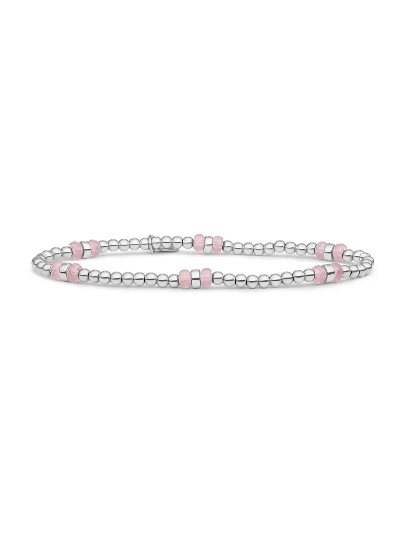 Sparkling Jewels Armband Double Reverse Roundel Roze Opaliet SB-GEM66-MIX-DBFCTRDL Zilverkleurig
